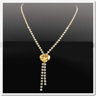 Ожерелье золотое с фианитом  "Ювелирный галстук"