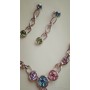 Набор серебристый, серьги и ожерелья с разноцветными кристаллами