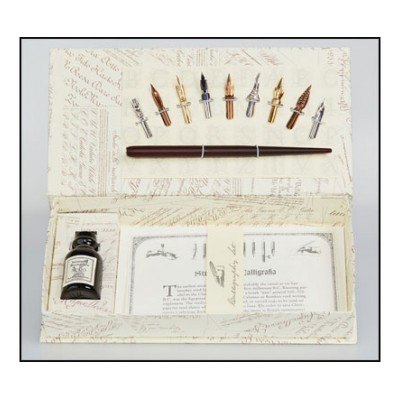 Набор для каллиграфии La Kalligrafica 3101 - Держатель пера с деревянной ручкой; 9 стальных