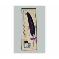 Письменный Набор для каллиграфии 7227- фиолетовое перо,  4 "пера", ажурный держатель, чернильница-подставка для пера,