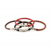 Кожаный  плетенный браслет Dallaiti, BC14, коричневый, бежевый, красный, черный