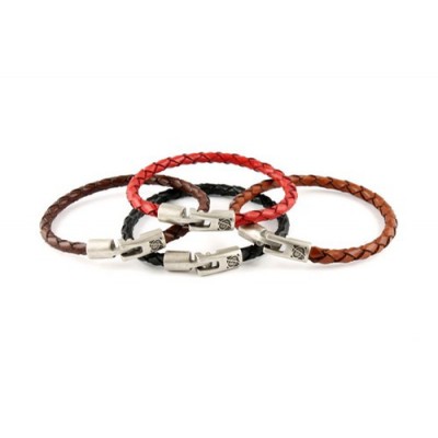 Кожаный  браслет Dallaiti, BC14, коричневый, бежевый, красный, черный