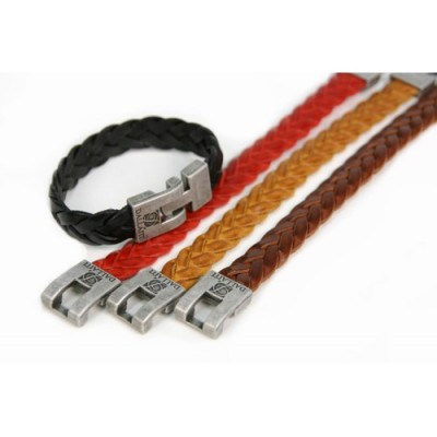 Кожаный  плетенный браслет Dallaiti, BC31,  коричневый, бежевый, красный, черный