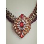 Винтажное ожерелье с камнями цвета хереса, красными и др