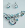  Нежный серебристо-голубой набор  украшений, серьги гвоздики  и ожерелье
