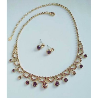 Нежный  золотой топазный набор  украшений, серьги  и ожерелье,  фианиты цвета хереса