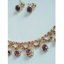 Нежный  золотой топазный набор  украшений, серьги  и ожерелье,  фианиты цвета хереса
