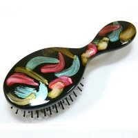Расческа для волос из пластика, Akcent, Mari N, Франция, B0119, черная с цветным ярким рисунком