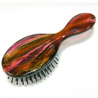 Расческа для волос из пластика, Akcent, Mari N, Франция, E789RO-M-B0119, коричнево-розовая с  винтажным рисунком