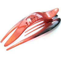 Заколка "Краб", зажим боковой для волос, французский пластик, AKCENT, K38082-39A, яркая  красно-оранжевая