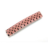 Заколка для волос  "Автомат", французский пластик, Акцент, A53t-364, розовая с черными горохами