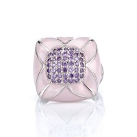 Кольцо с нежно сиреневой емалью и  фиолетовыми кристаллами  Сваровски, ювелирная бижутерия,  Blue Dolphin , R641568