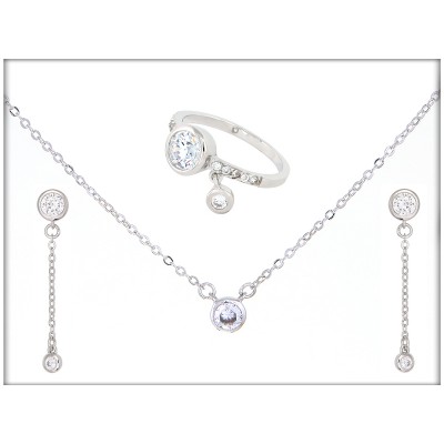 Набор - ожерелье, кольцо, серьги - ювелирная бижутерия  Blue Dolphin, код. 63463