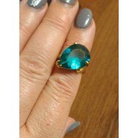 Кольцо с голубым камнем, размер 17 