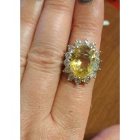 Кольцо маркиза с желтым кристаллом, размер 19 