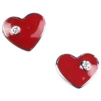 Серьги красные сердечки, ювелирная бижутерия Blue Dolphin,  Код: E 61373