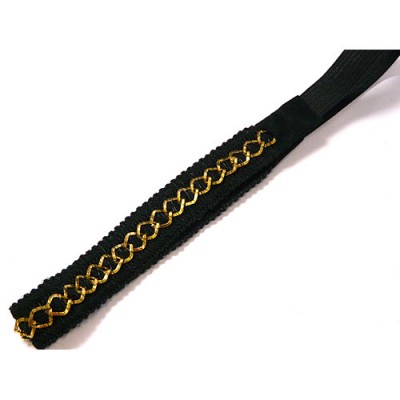 Ободок-повязка, для греческой прически, OB130-22,  черный с  золотом